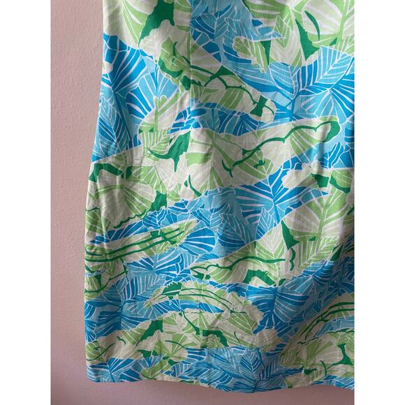 Lilly Pulitzer Pink Label Size 2 Blue & Green Leaf Halter Dress - Picture 3 of 12